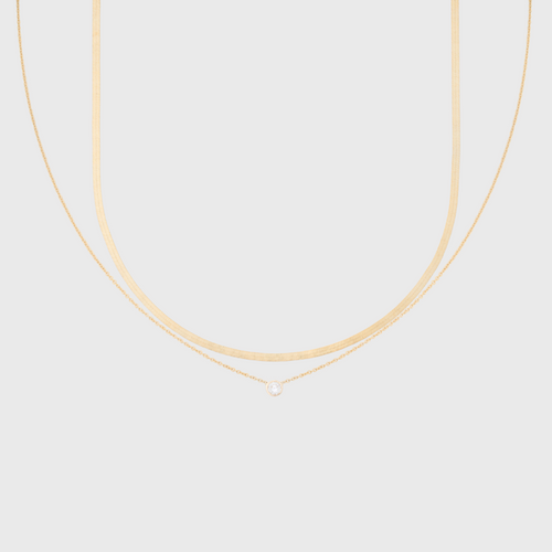 14k dainty herringbone necklace – Cuffed by Nano LLC