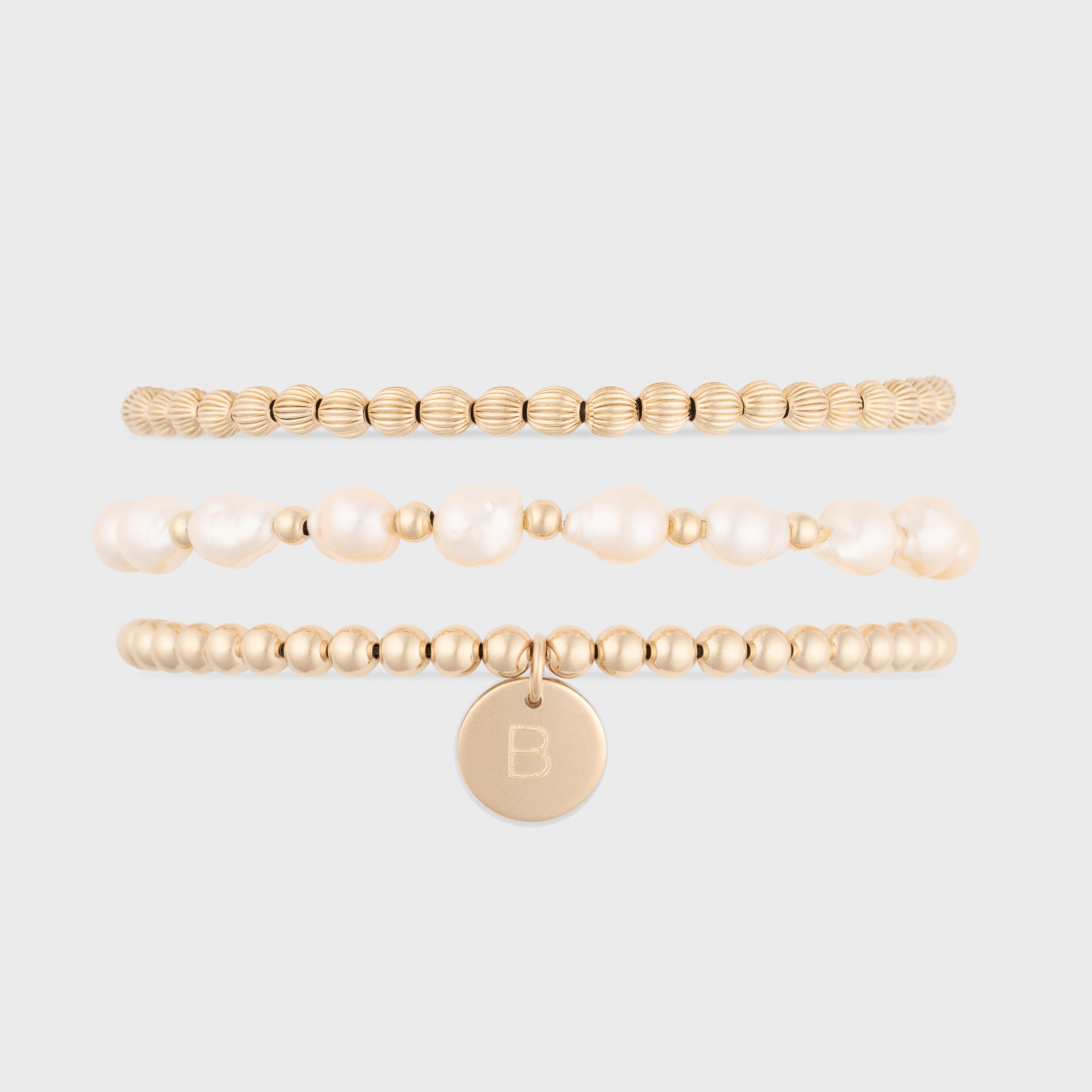 baroque initial triple stack (pearls+4+5mm) - Cuffed by Nano product image