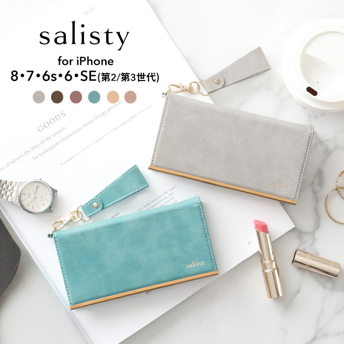 [iPhone 8/7/6s/6/SE(第2/第3世代)専用]salisty(サリスティ)スエードスタイルダイアリーケース