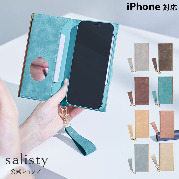 [iPhone 12/12 mini/12 Pro/11 Pro/11/XS/X専用]salisty(サリスティ)スエードスタイル ダイアリーケース