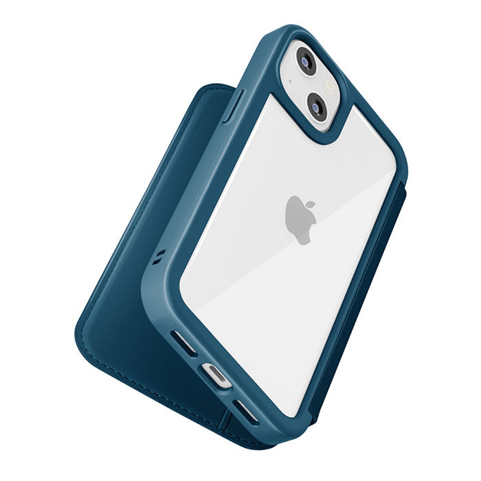Premium Style ガラスフリップケース　ネイビー　iPhone13の【ブルーに合うケース】