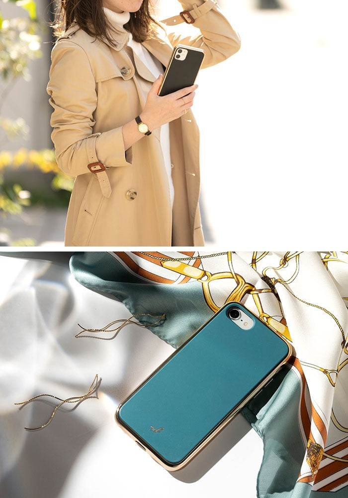 ゴールドラインがグッと上品×くすみカラーのシンプルさが#韓国風。大人っぽくてシンプルな salisty 耐衝撃 iPhone11ケース