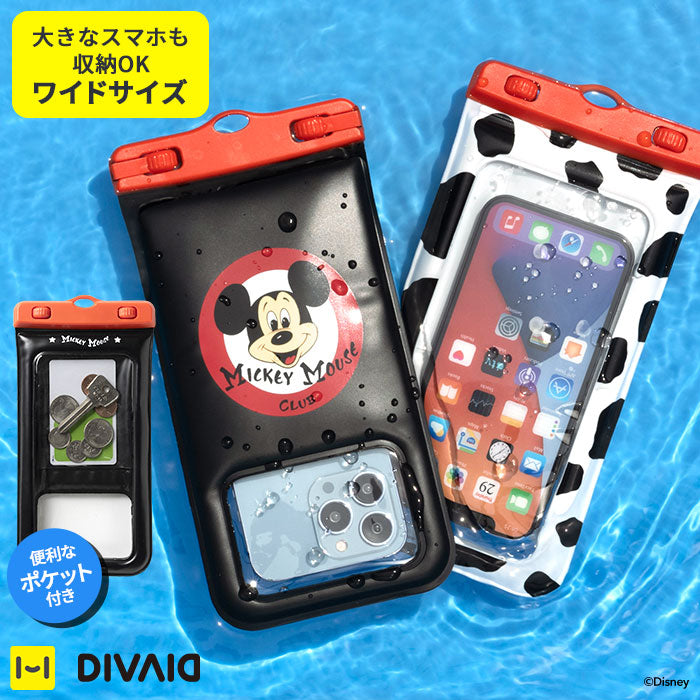 [各種スマートフォン対応]ディズニーキャラクター/DIVAID フローティング防水ケース ワイドサイズ