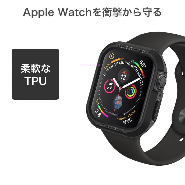 [Apple Watch Series SE/6/5/4 (44mm)専用] AppleWatch Spigen Rugged Armor ケース(ブラック)
