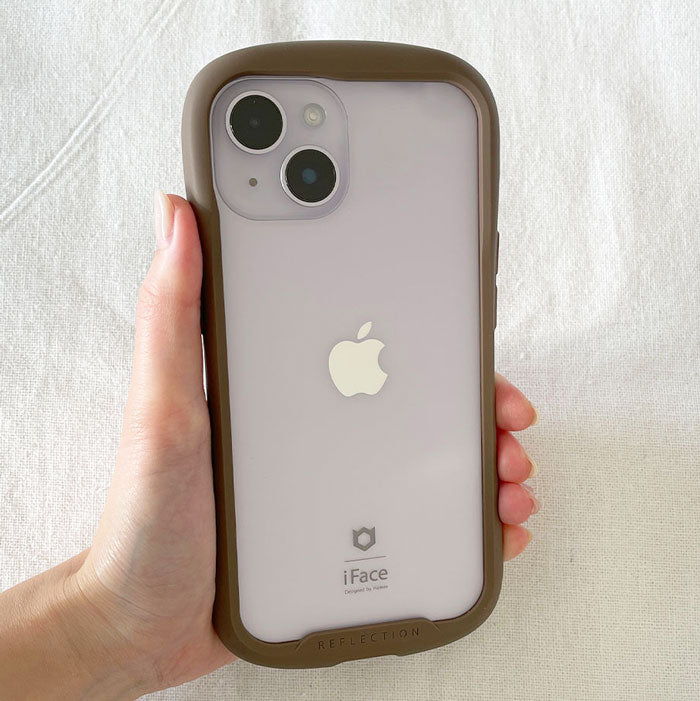 [iPhone14 Plusケース]iFace Reflection 強化ガラス クリアケース ブラウン