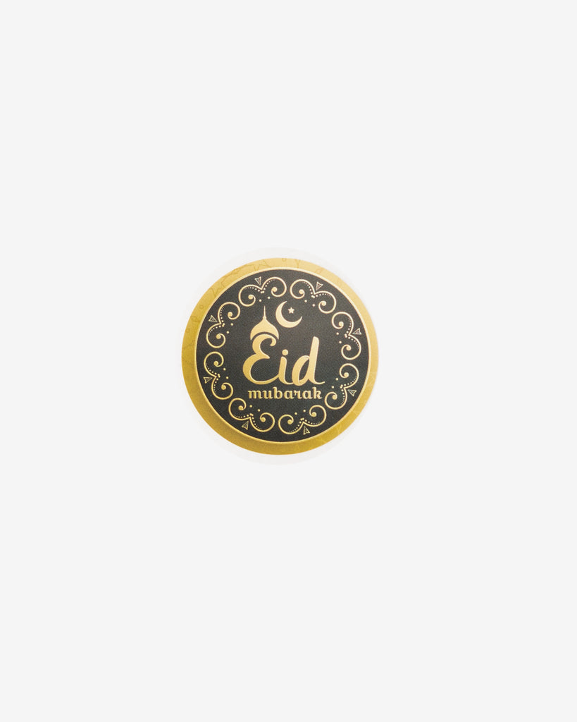 Eid Mubarak (Gold) w/ Black Background Gift Seal, 5 pcs –  
