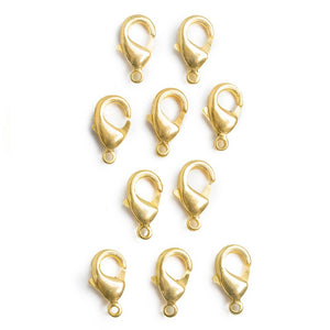 10mm 22kt Gold plated Lobster Clasp Set of 10 - Beadsofcambay.com