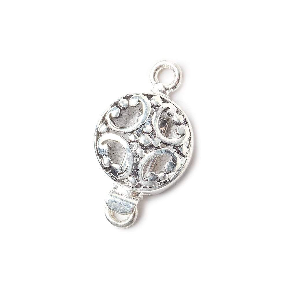 13mm Antiqued Sterling Silver plated Box Clasp Filigree Design 1 piece