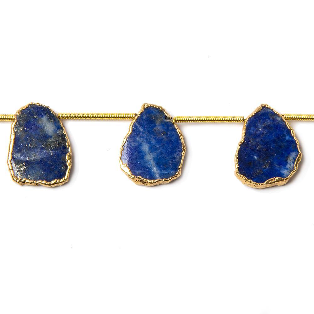 13x11mm to 15x12mm Gold Leafed Lapis Top Drilled Slices 8 inch 10 pieces - Beadsofcambay.com