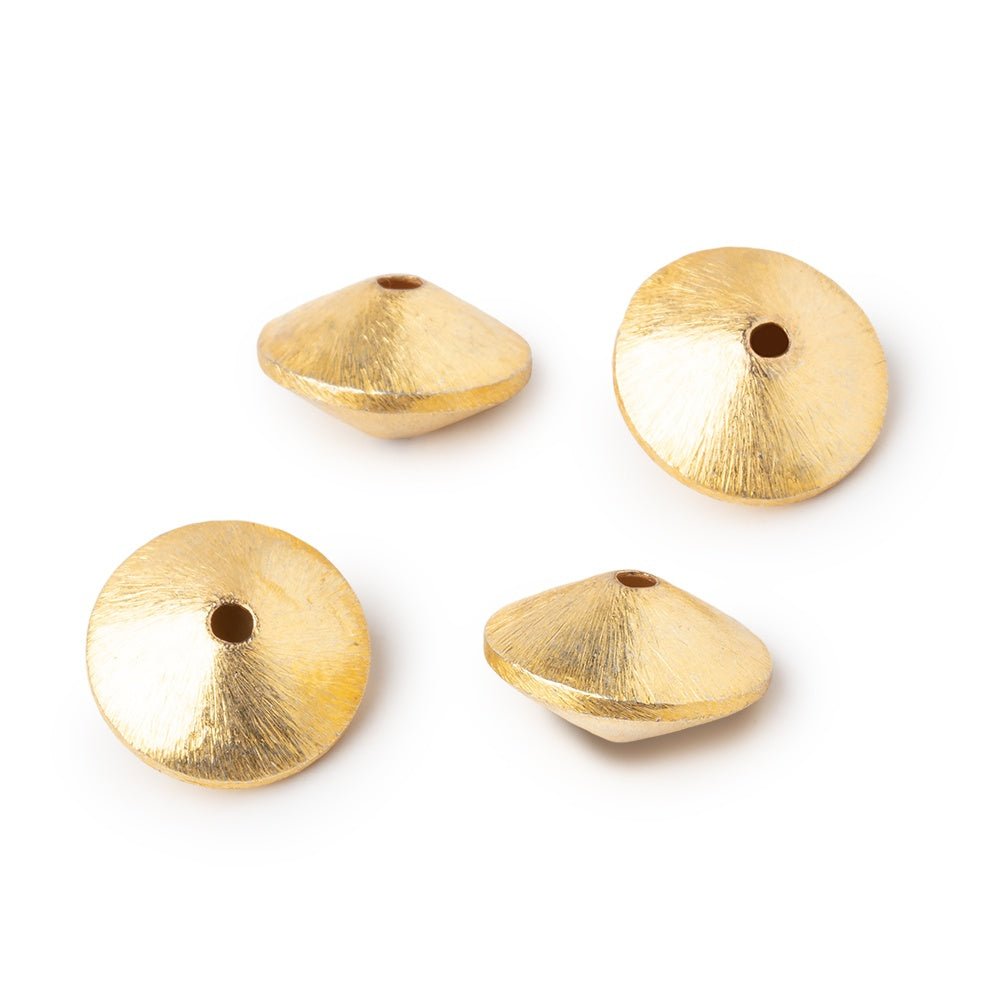 10mm 22kt Plated Copper Brushed Disc Large Hole Beads Set of 10 pieces