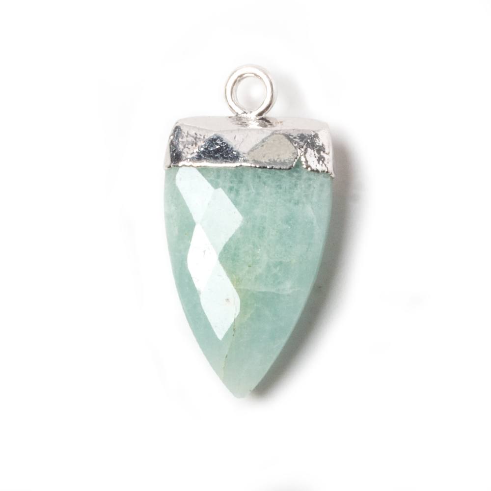 21x10mm Silver Leafed Amazonite faceted Point Pendant 1 piece - Beadsofcambay.com