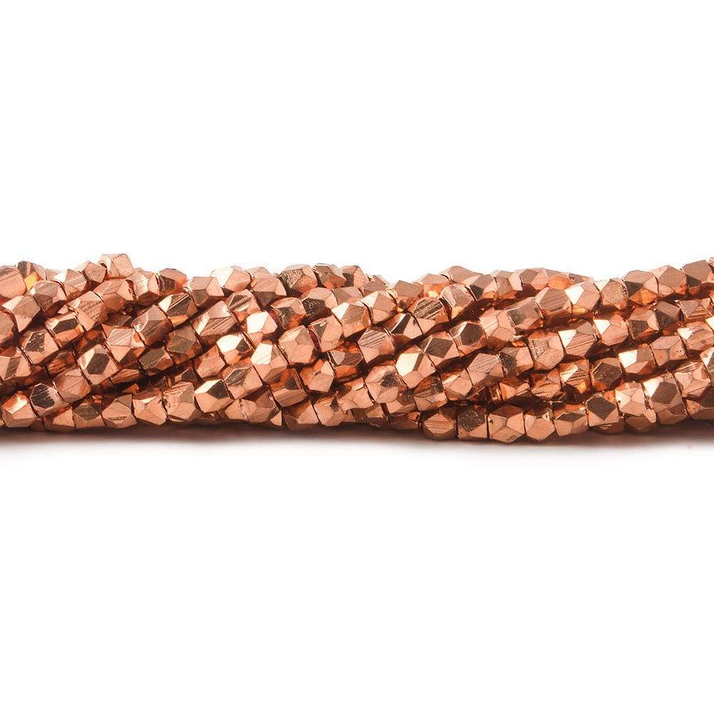 2.5x2mm Copper Faceted Nugget Plain Bead 8 inch 85 beads - Beadsofcambay.com