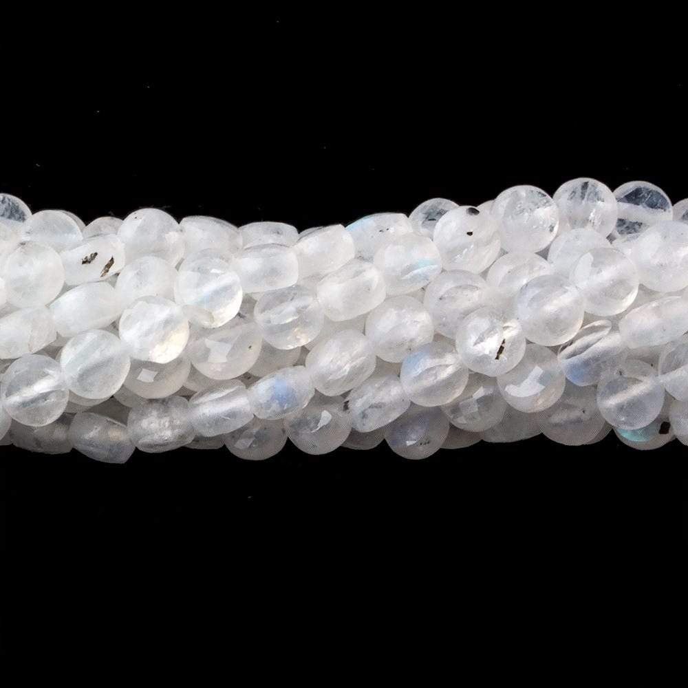 4mm Rainbow Moonstone checkerboard calibrated faceted coins 12.5 inch 85 beads AAA