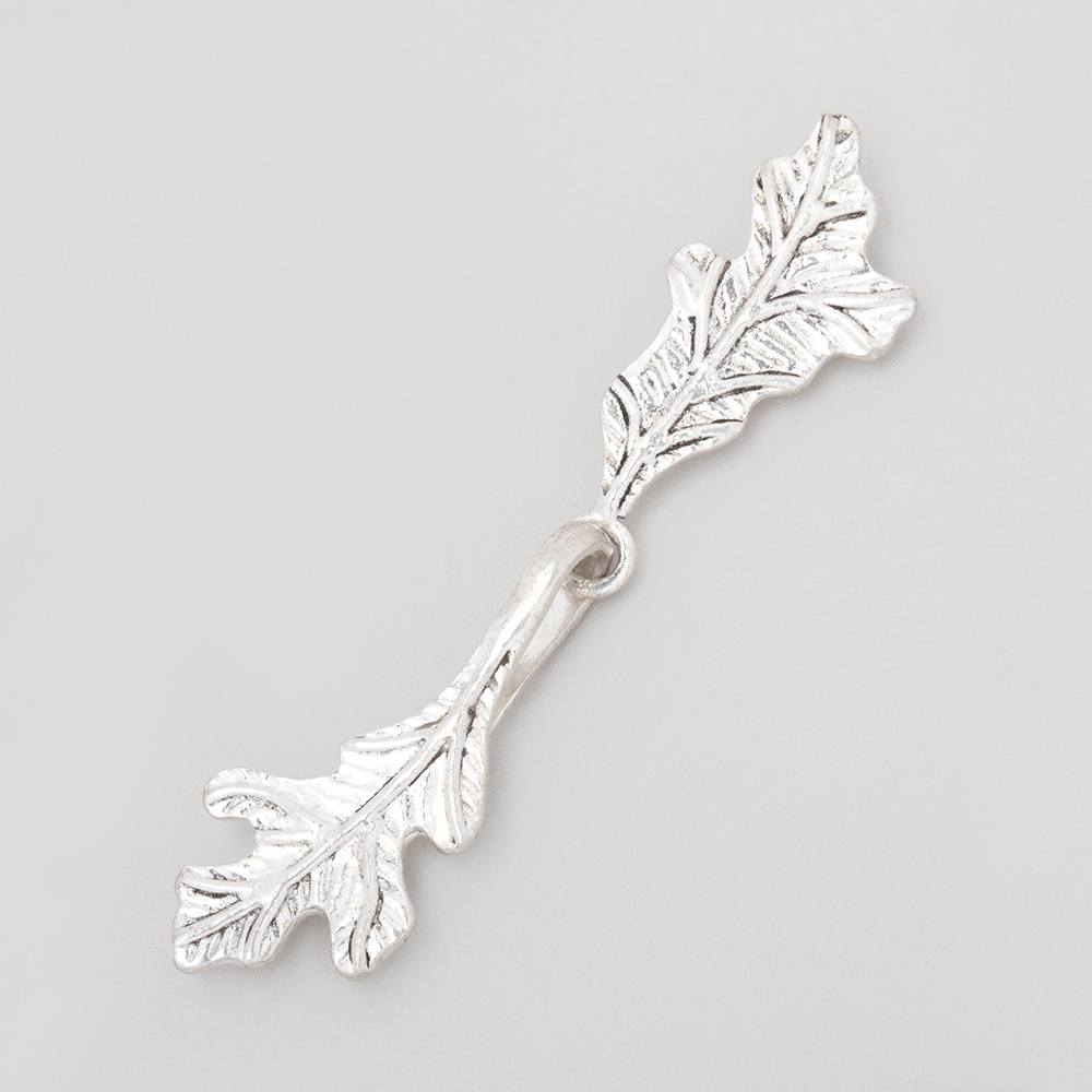 38x18mm Sterling Silver Hook and Eye Clasp with Leaves 1 piece
