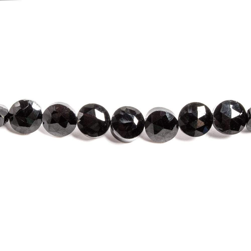 6-6.5mm Black Spinel Beads Faceted Coin 13 inch 51 pieces - Beadsofcambay.com