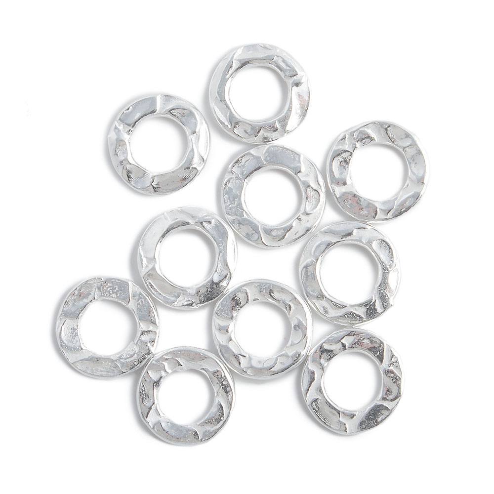 8mm Sterling Silver Hammered Jump Ring Connector 4mm ID Set of 10 pieces