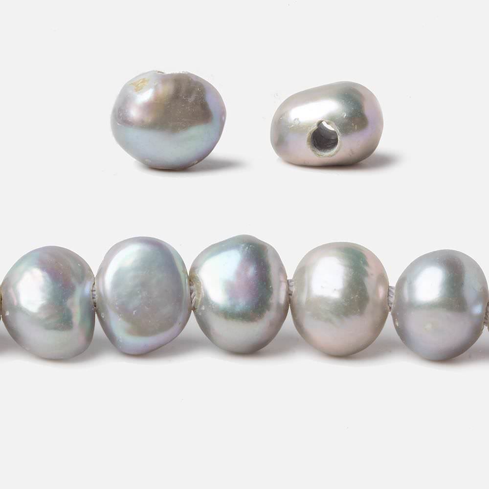 9x10-12x9mm Rose Silver Baroque 2.5mm large hole Freshwater Pearl 15 in 43 pcs - Beadsofcambay.com