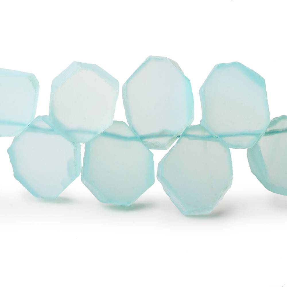 9x8-12x7mm Seafoam Blue Chalcedony top drilled plain nugget 8 inch 28 beads - Beadsofcambay.com