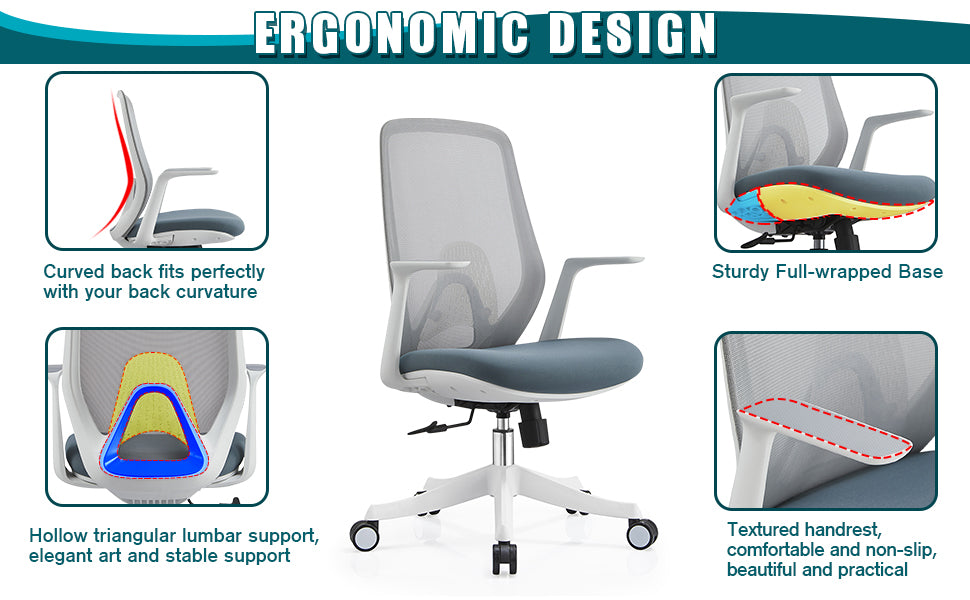 VOFFOV® Ergonomic Office Chair with Lumbar Support