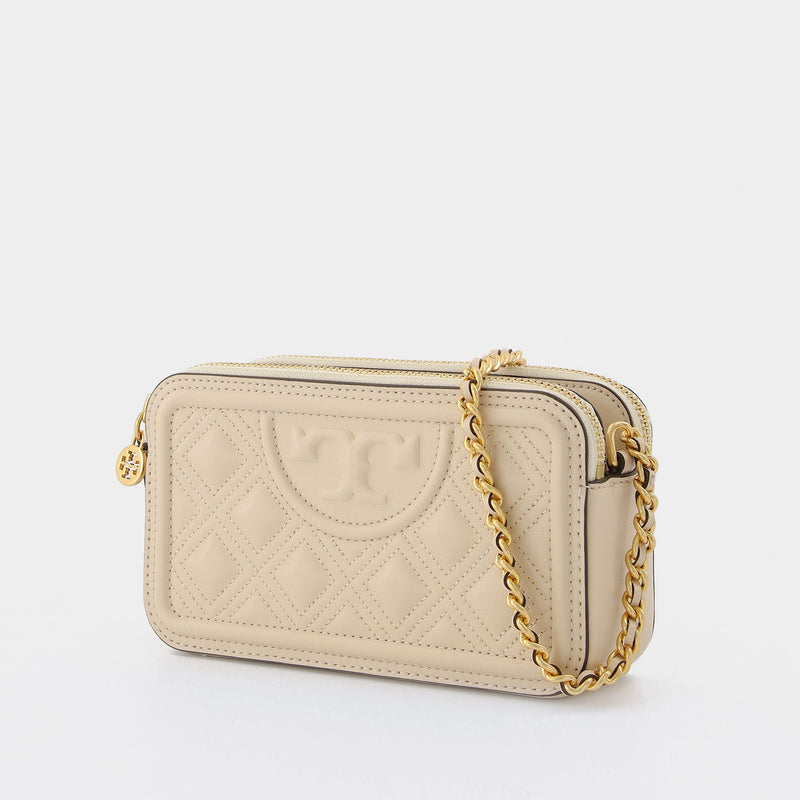 Fleming Double-Zip Mini Hobo Bag - Tory Burch - New Cream - Leather