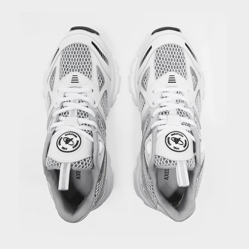 Marathon Baskets in White and Silver Leather