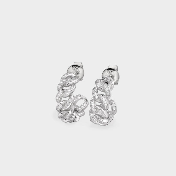 Pave Chain Earring in White