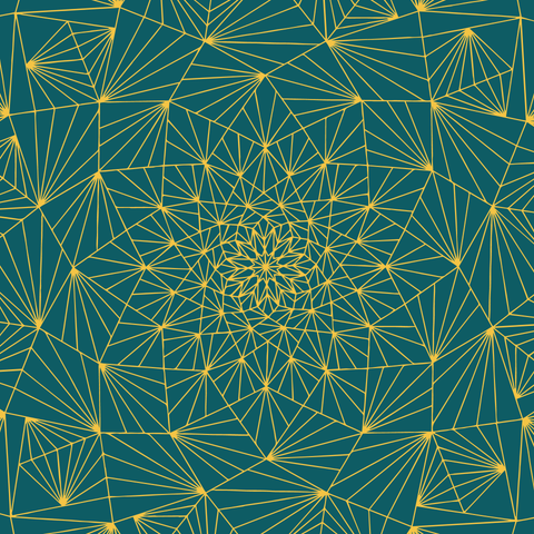 infinity 12 pointed golden star on an emerald background