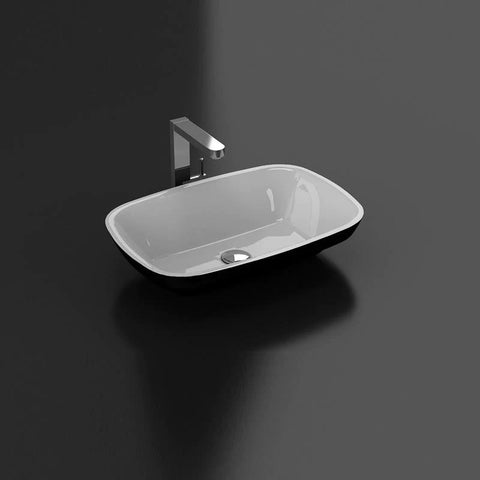 Lavabo da appoggio in marmoresina SIENA 60 x 42 cm, bianco e nero - Mondo del Bagno