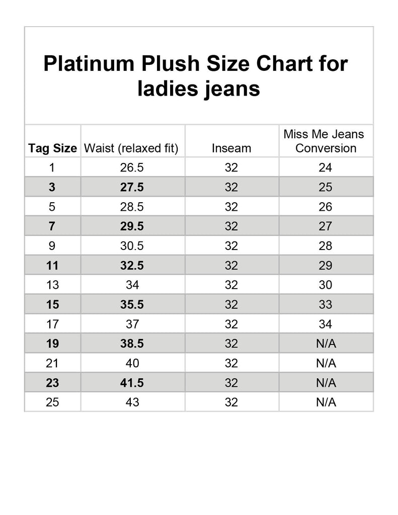 Womens Jeans Size Chart - Greenbushfarm.com