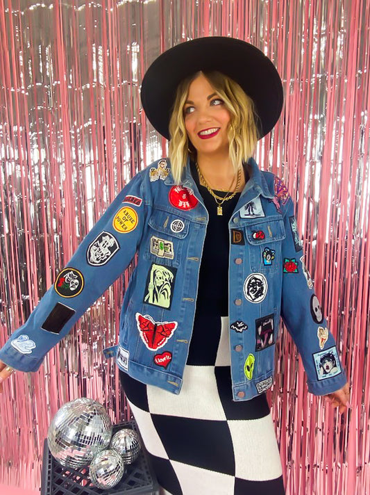 POW! Oversized Denim Jacket with Sequin Patches – OMG and Me