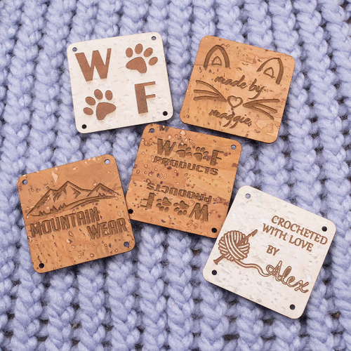 Cork Labels 1x2 Inches Made From Cork Fabric Personalized Labels for  Handmade Items, Cork Leather, Crochet Labels 