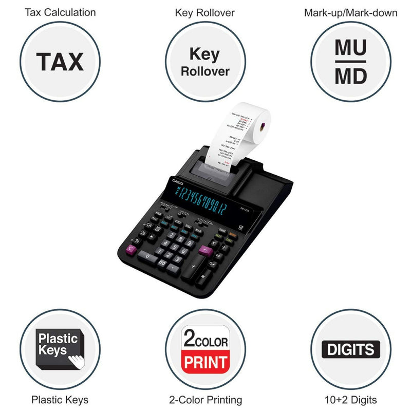 Casio DR-120R-BK Printing Calculator