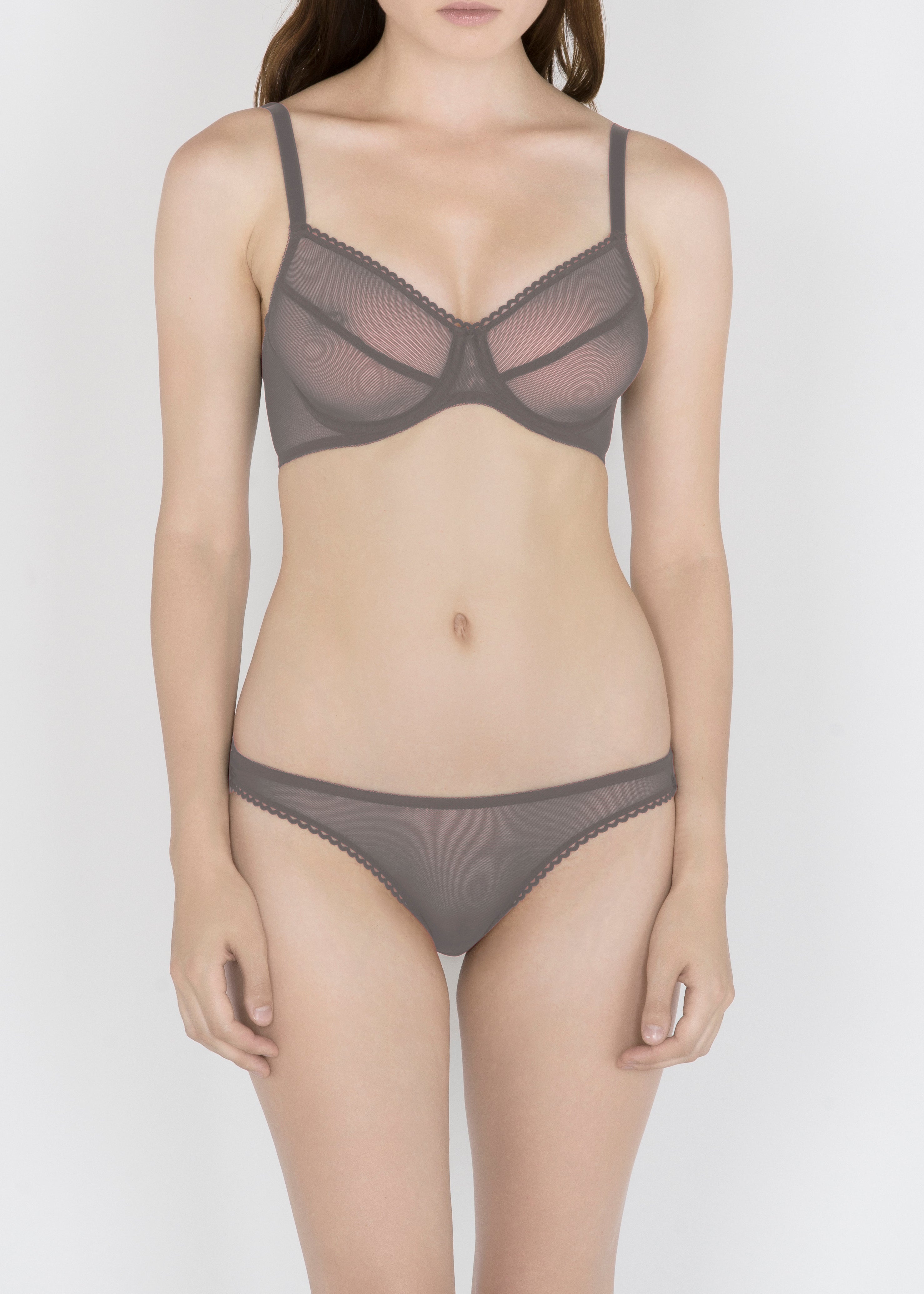 Sheer French Tulle Basic Bra in Autumn Colors