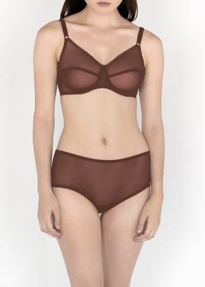 Sheer French Tulle Basic Bra in Neutrals & Skin Tones - DEBORAH MARQUIT