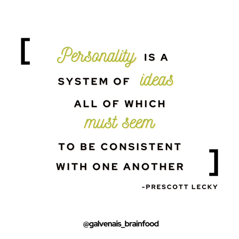 Personality is a system of ideas all of which must seem to be consistent with one another - quote by prescott Lecky on galvenais brainfood brain health supplements energy memory longevity energy bars