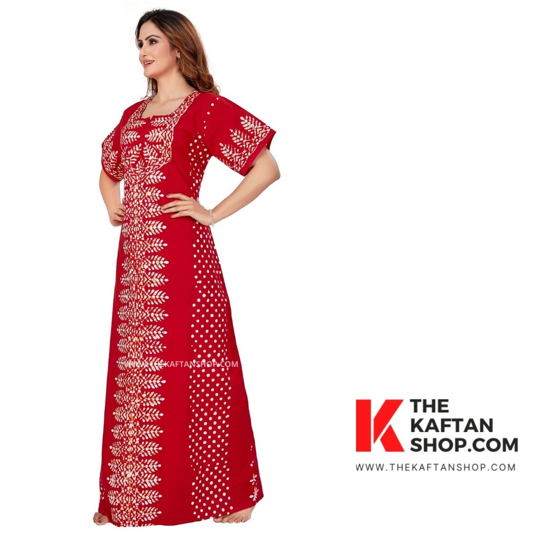 Yellow Diamond Design Batik Night Gown for Women – thekaftanshop.com