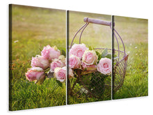 Lade das Bild in den Galerie-Viewer, Leinwandbild 3-teilig Ein Korb voller Rosen
