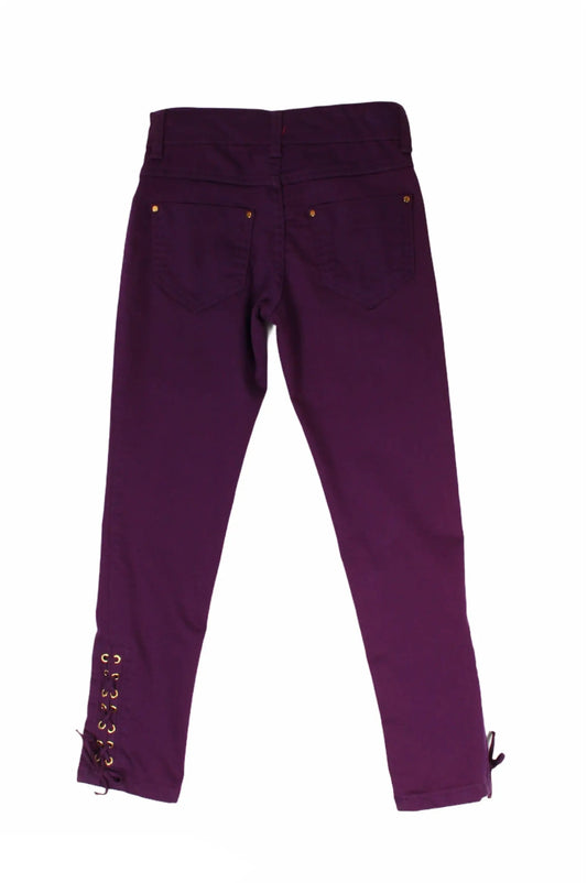 InCity Girls Tween 7-14 Years Green Purple Mid-Rise Regular Fit Cotton  Alaska Flare Dress Pants