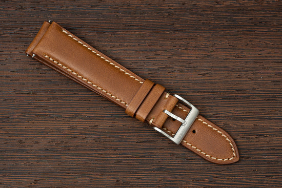 22mm Leather Strap with Stainless Steel Deployant Buckle – Stührling