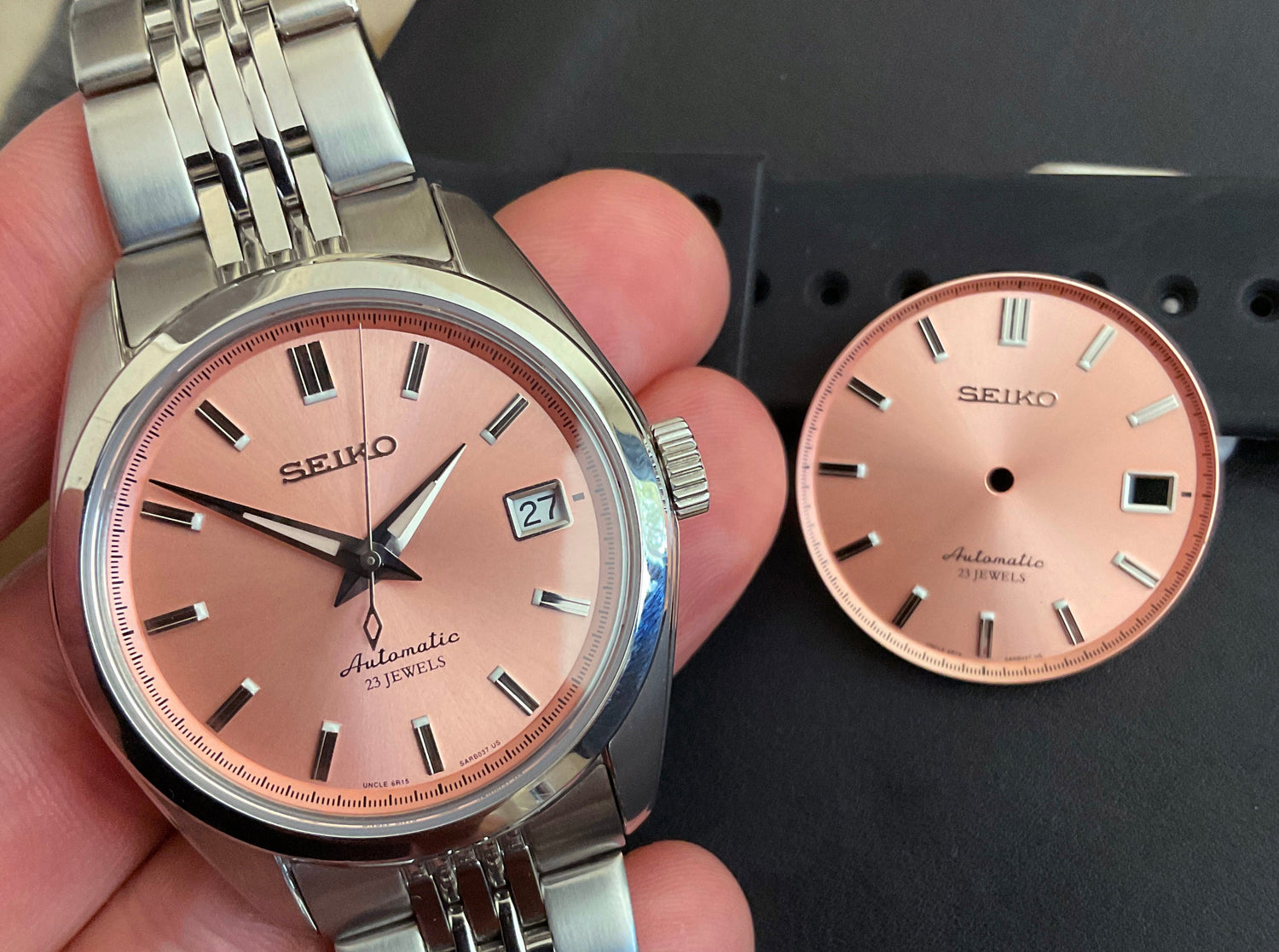 Uncle Seiko Modded Salmon Dial (SARB037) for the SARB035 – Uncle Straps