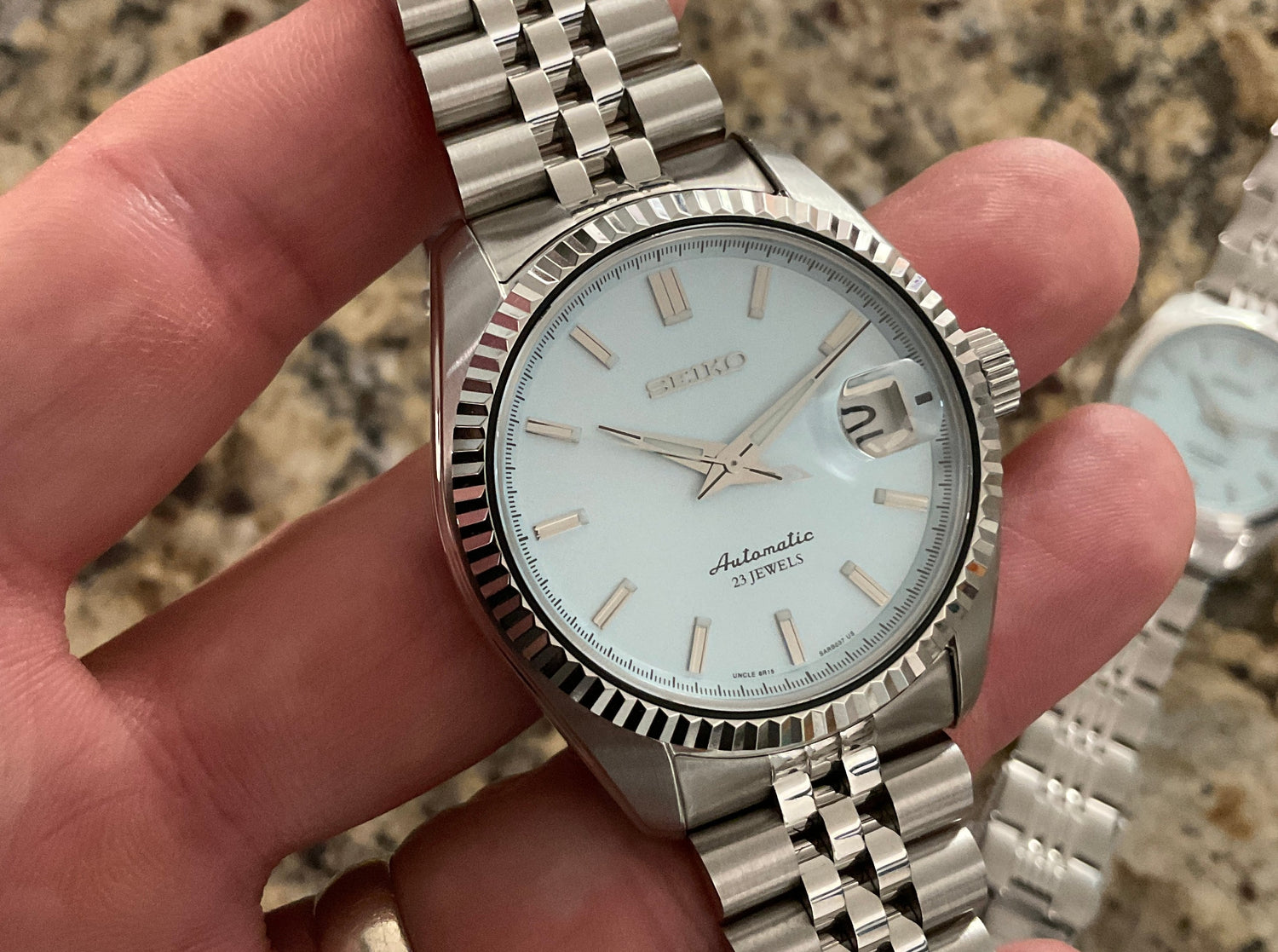 Uncle Seiko Modded Ice Blue SARB035 – Uncle Straps