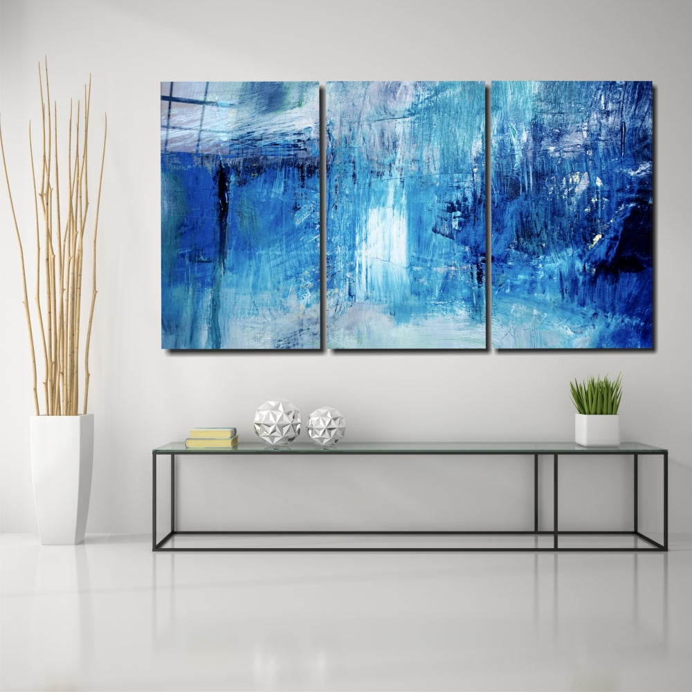 Abstract Blue - Trinity Glass Print Wall Art – Artronauts
