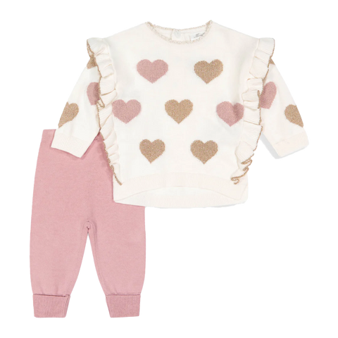 heart intarsia sweater top legging set
