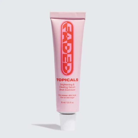Fade acne scars with Topicals Faded brightening and clearing serum for uneven skin tone.