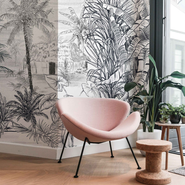 Infecteren bestuurder Metropolitan Jungle Wallpaper - RAINFOREST - black/white – Annet Weelink Design