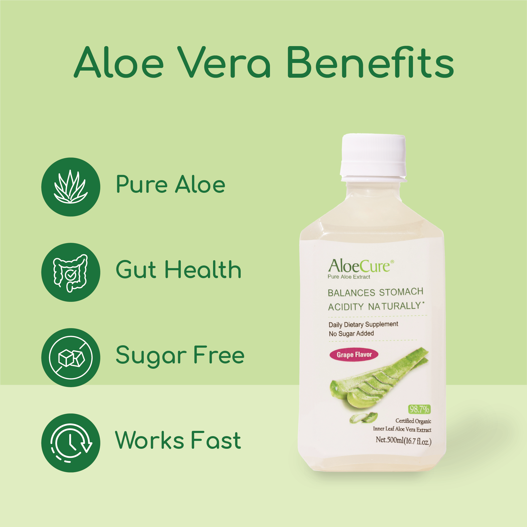 blok Recreatie Antipoison AloeCure Pure Aloe Vera Juice Grape Flavor