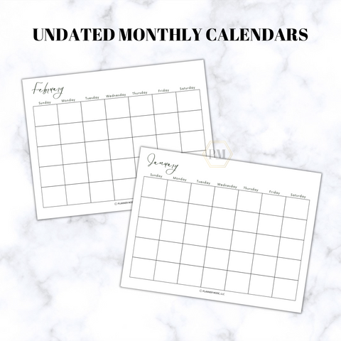 Monthly calendars