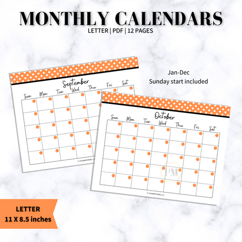monthly calendars