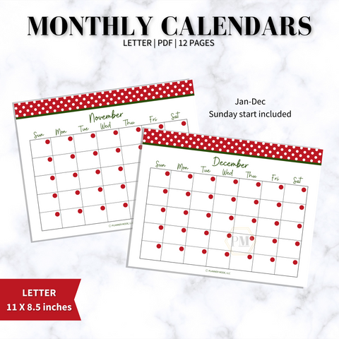 monthly calendar