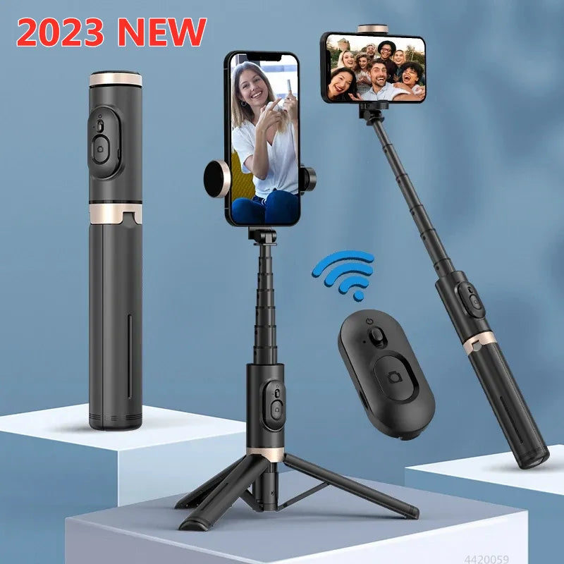 Roreta 2024 NEW Bluetooth Selfie Stick Foldable Wireless Tripod with Bluetooth Shutter Monopod Live Photograph for iphone